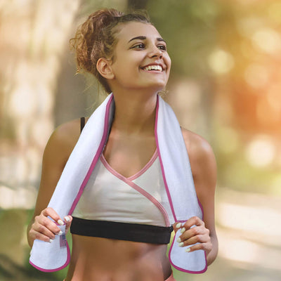 Sports Towel - 2 Zipper Pockets Hold Belongings Safe While You Exercise, at The Gym. Play Pickleball, Tennis, Golf.100% Cotton Ring Spun Loops Super Soft and Absorbent (Mint)