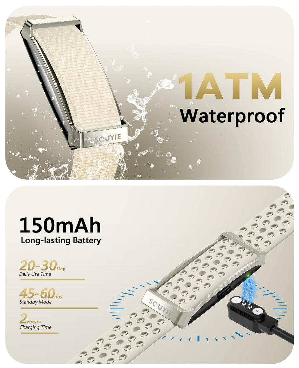 Smart Bracelet for Men Women, Health Activity Fitness Trackers, 24/7 Continuous Heart Rate/Blood Pressure/HRV/Stress Monitor, 24H Sleep Tracker, 170+ Sports Modes Smart Wristband with Free APP 2 Bands