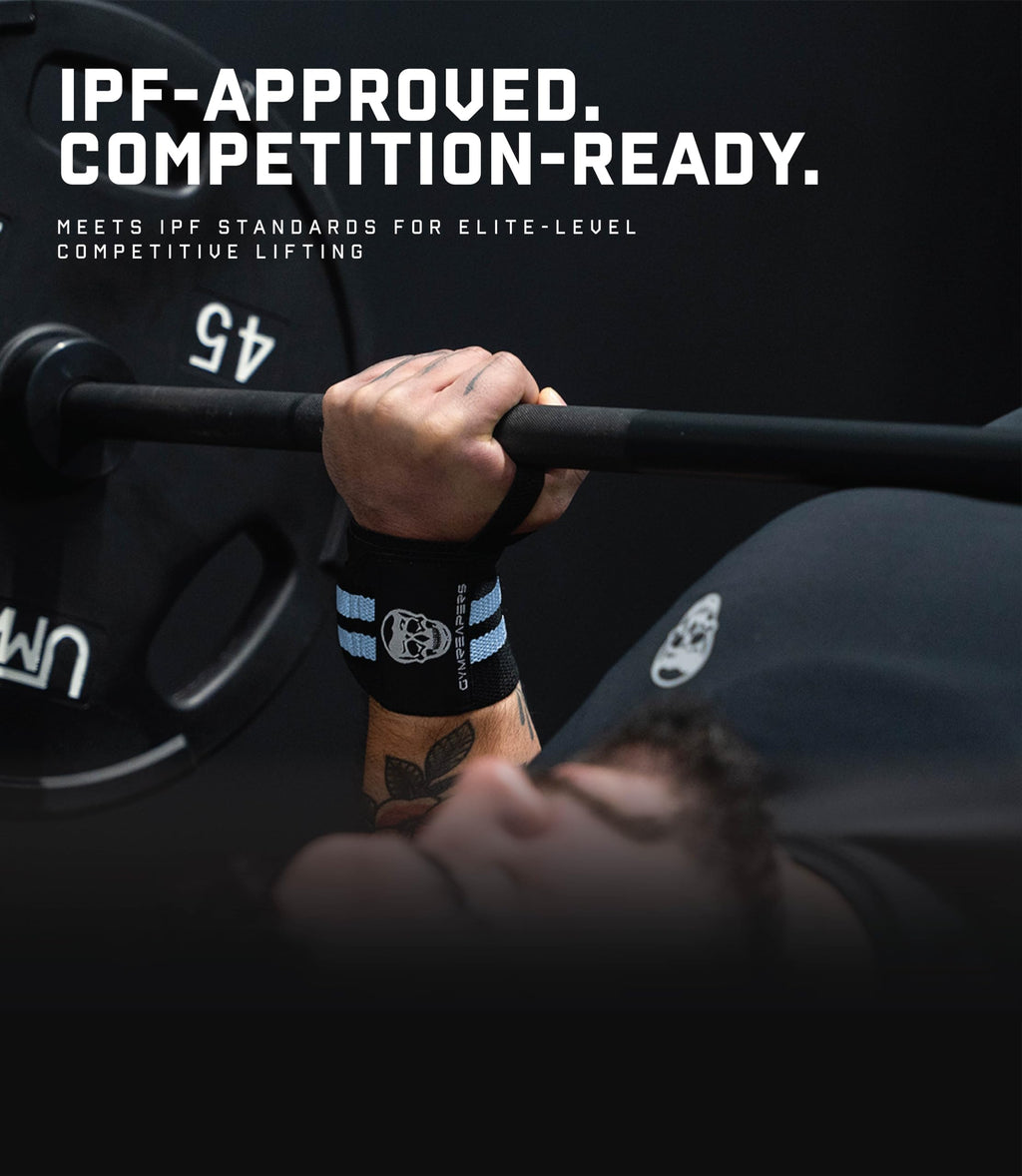 Gymreapers Weightlifting Wrist Wraps (IPF Approved) 18" Professional Quality Wrist Support with Heavy Duty Thumb Loop - Best Wrap for Powerlifting Competition, Strength Training, Bodybuilding