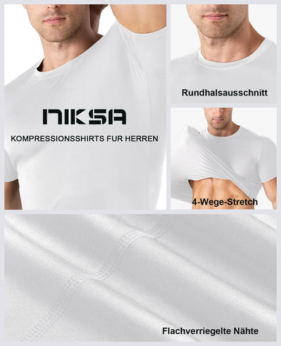 Niksa Men's Compression Shirts 1/2/4 Pack, Workout Gym Shirt Short Sleeve, Moisture Wicking Active Fit Base Layer T-Shirt