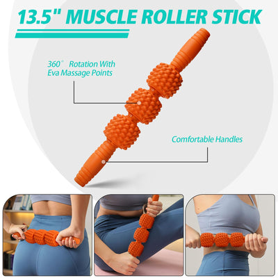 Foam Roller High Density Foam Roller Set for Deep Tissue Muscle Massage, 18" Trigger Point Fitness Exercise Massage Roller, Self-Myofascial Release for Whole Body (Black-18(2 in 1))