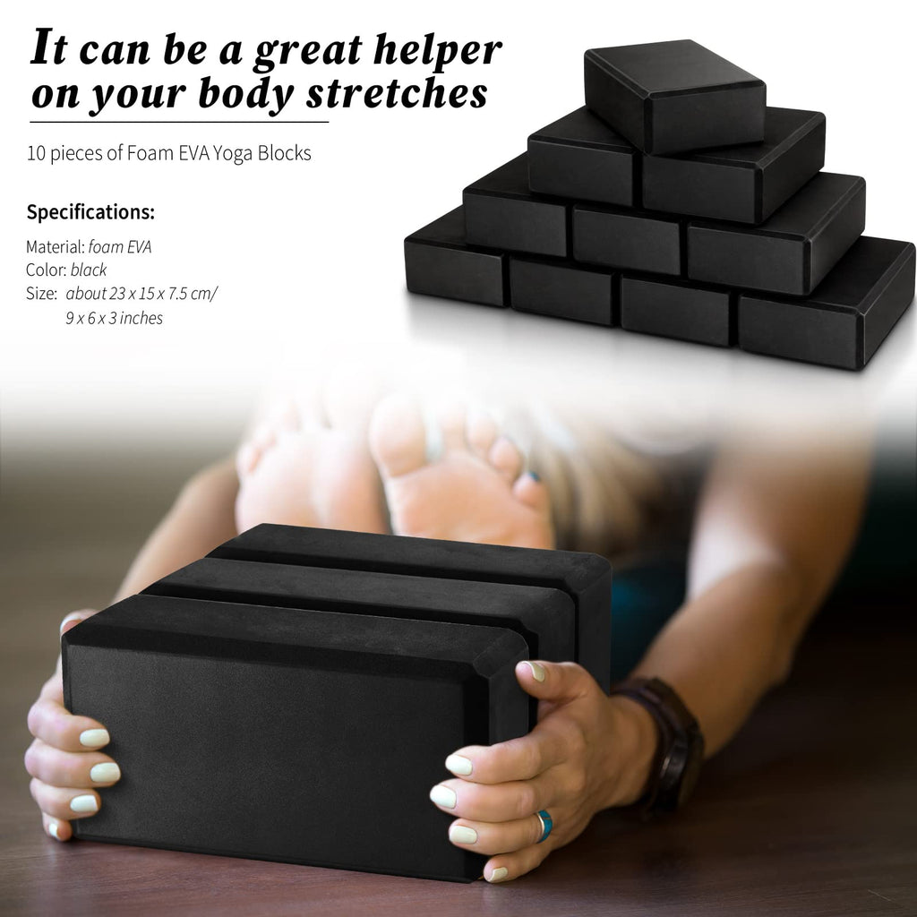 10 Pcs Foam EVA Yoga Blocks Lightweight Non Slip Supportive Yoga Bricks for Pilates Stretching and Meditation, Women Men Yogi Beginners