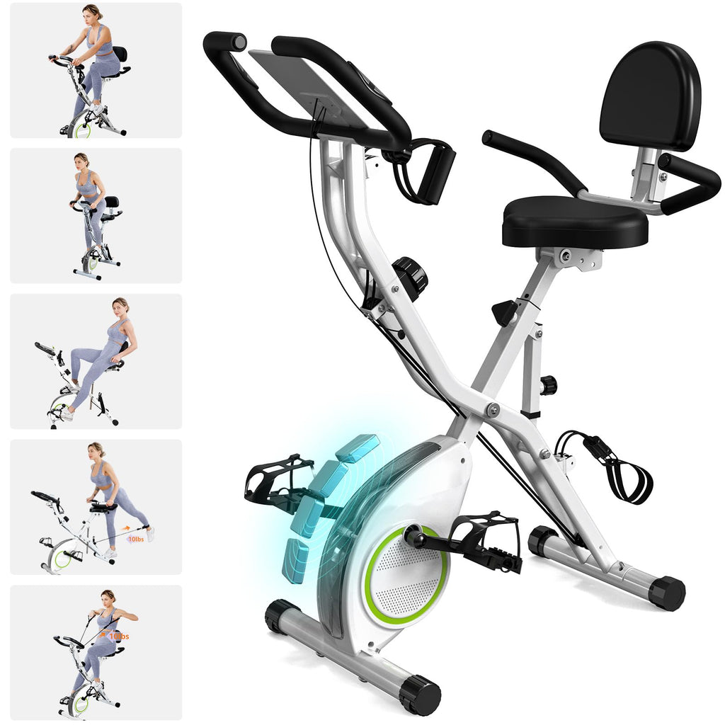 Foldable Exercise Bike Stationary Bikes for Home, 5 IN 1 Indoor Workout Bike, Cycling Bike with 16-Level Quiet Magnetic Resistance, 6.6 LBS Flywheel and 300LBS Capacity, 2025 Designed 817 X-bike