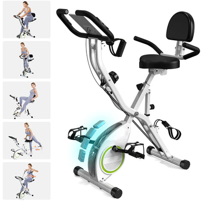 Foldable Exercise Bike Stationary Bikes for Home, 5 IN 1 Indoor Workout Bike, Cycling Bike with 16-Level Quiet Magnetic Resistance, 6.6 LBS Flywheel and 300LBS Capacity, 2025 Designed 817 X-bike