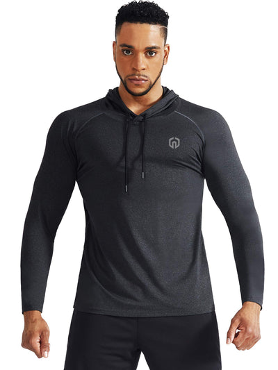 NELEUS Men's Dry Fit Athletic Shirt Workout Running Long Sleeve Shirts with Hoods