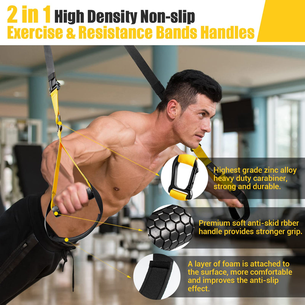 Home Resistance Training Kit, Resistance Trainer Exercise Straps with Handles, Door Anchor and Carrying Bag for Home Gym, Bodyweight Resistance Workout Straps for Indoor & Outdoor