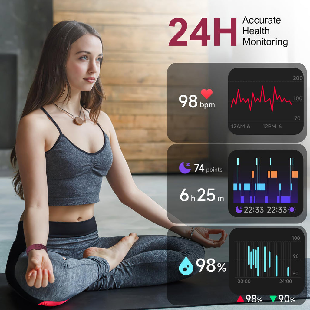 Fitness Tracker,Smart Watch with 24/7 Heart Rate Blood Oxygen Sleep Monitor,1.47" HD Touchsreen with Step & Calorie Counter 100+ Sport Modes Health Activity Trackers for Men and Women (Pink)