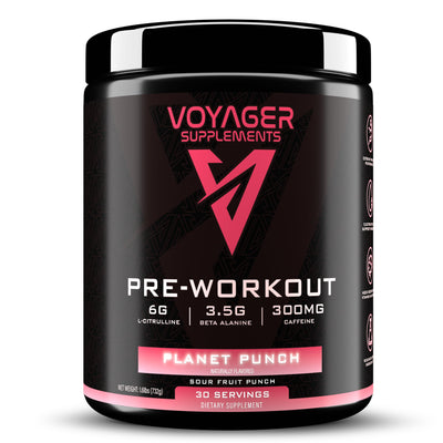 Voyager Pre-Workout Rocket Razz – Creatine-Free Powder w/L-Citrulline, Beta-Alanine, Caffeine – Supports Energy, Endurance & Focus – 30 Servings – No Artificial Fillers – GMP Certified