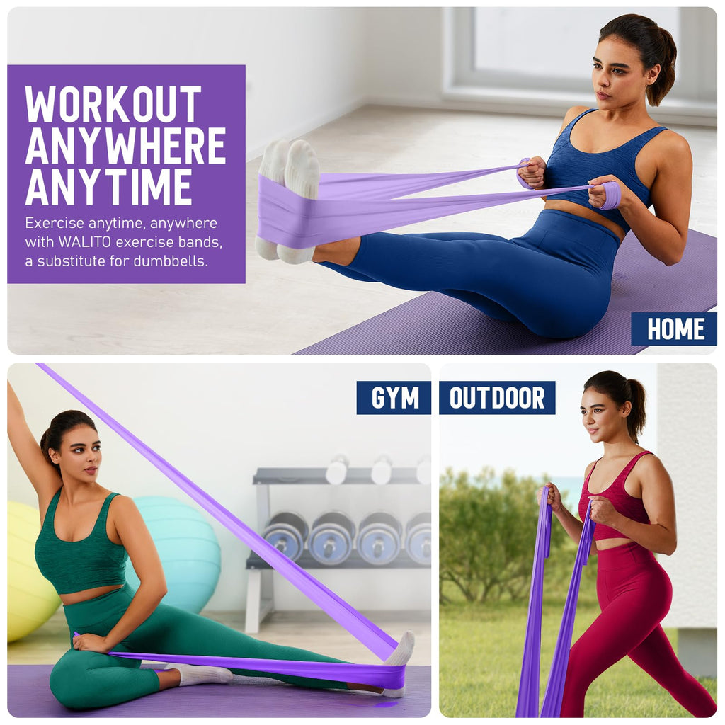WALITO Resistance Bands for Working Out, Exercise Bands for Women and Men, Workout Bands for Physical Therapy, Stretch, Recovery, Pilates, Rehab, Strength Training and Home Gym