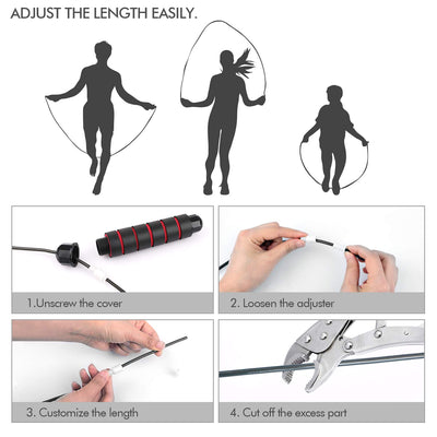Jump Rope, Tangle-Free Rapid Speed Jumping Rope Cable with Ball Bearings for Women, Men, and Kids, Adjustable Steel Jump Rope with Foam Handles for Home Gym Exercise Fitness Workout Equipment & Slim Body