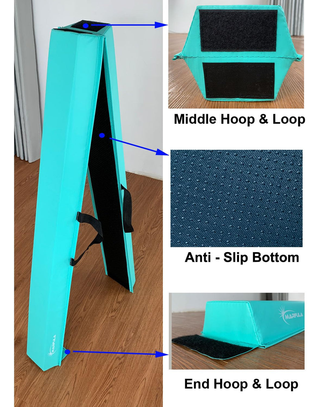 MARFULA Balance Beam - Folding Floor Gymnastics Equipment for Kids, Non Slip Base - 6 FT to 10 FT for Home Gym Use