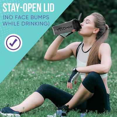 VELOMIX -4 PACK- 28 oz Protein Shaker Bottle for Protein Mixes - 4x Wire Whisk | Leak Proof Shaker Cups for Protein Shakes | Protein Shaker Bottle Pack | Protein Shake Cup (Brown)