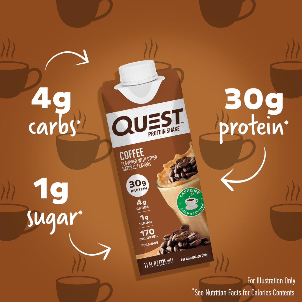Quest Nutrition Ready to Drink Salted Caramel Protein Shake, 30g Protein, 3g Net Carbs, Gluten Free, Keto Friendly, 11 fl.oz 4 Count(Pack of 3)