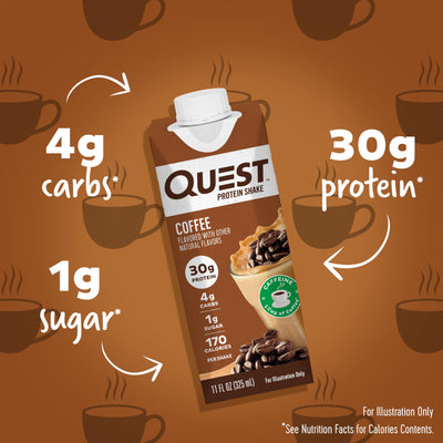 Quest Nutrition Ready to Drink Salted Caramel Protein Shake, 30g Protein, 3g Net Carbs, Gluten Free, Keto Friendly, 11 fl.oz 4 Count(Pack of 3)