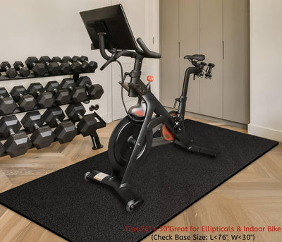 Treadmill Mat, 7'x3'/6'x3'/6'x2.5'/5.6'x2'/4'x2', 6mm Thick Exercise Equipment Gym Mat for Hardwood FloorCarpet, Compatible with Peloton Bike, Indoor Spin Bike, Elliptical