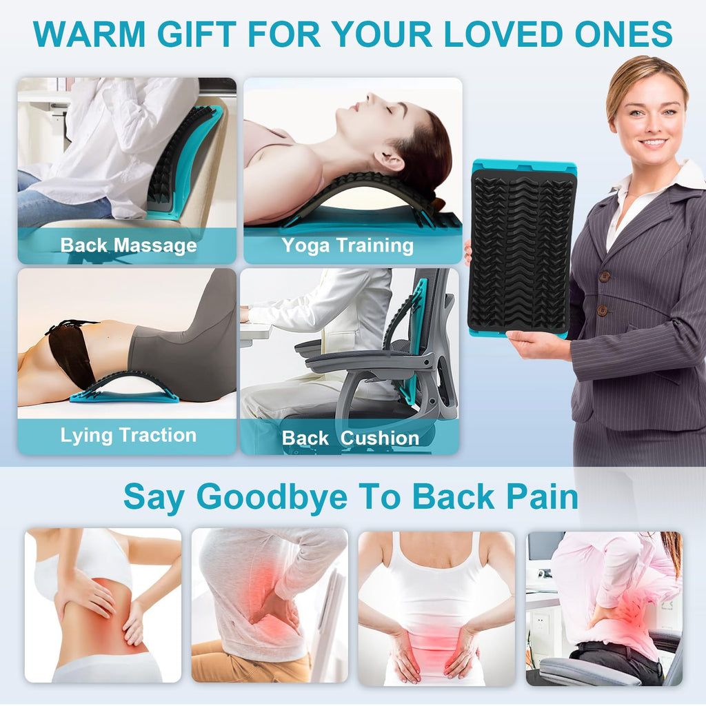 Back Stretcher for Lower Back Pain Relief, 3 Level Adjustable Lumbar Back Cracker Board, Back Cracking Device, Back Massager for Scoliosis, Spine Decompression