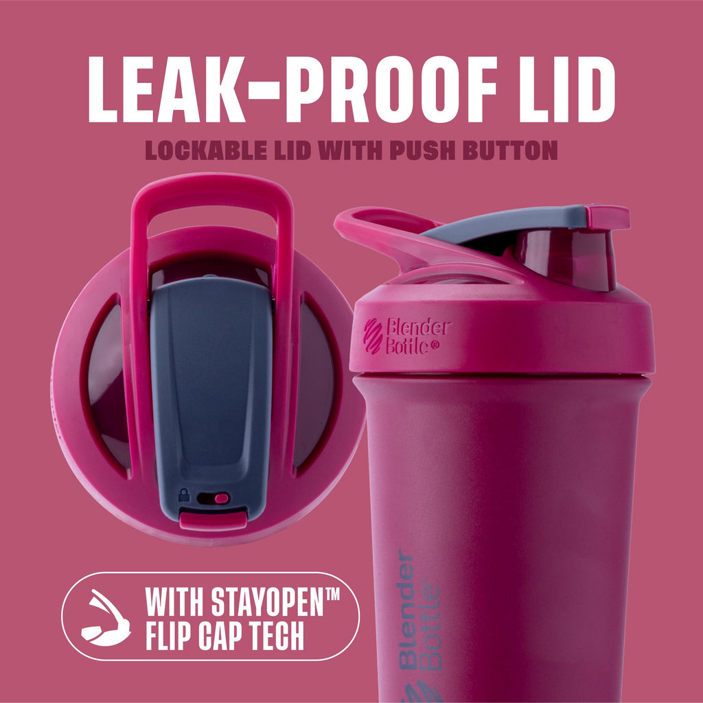 BlenderBottle Strada Shaker Cup Insulated Stainless Steel Water Bottle with Wire Whisk, 24-Ounce, Black