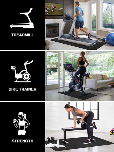 Treadmill Mat 96"x36", WERCHO Walking Pad Mat for Carpet Hardwood Floors 6mm Heavy-Duty Exercise Equipment Mat for Rowing Machine, Treadmil Pad, Spin Bike, Elliptical Trainer, Home, Gym