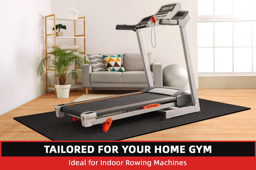 Treadmill Mat, 7'x3'/6'x3'/6'x2.5'/5.6'x2'/4'x2', 6mm Thick Exercise Equipment Gym Mat for Hardwood FloorCarpet, Compatible with Peloton Bike, Indoor Spin Bike, Elliptical