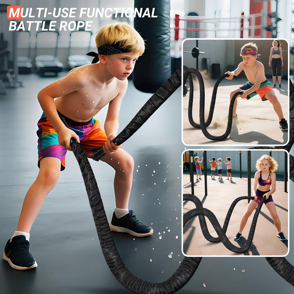 Battle Rope 1/1.26/1.5/2 Inch Diameter,Pink 30FT/40FT/50FT Exercise Workout Ropes for Home Gym Heavy Weighted Training Rope for Working Out