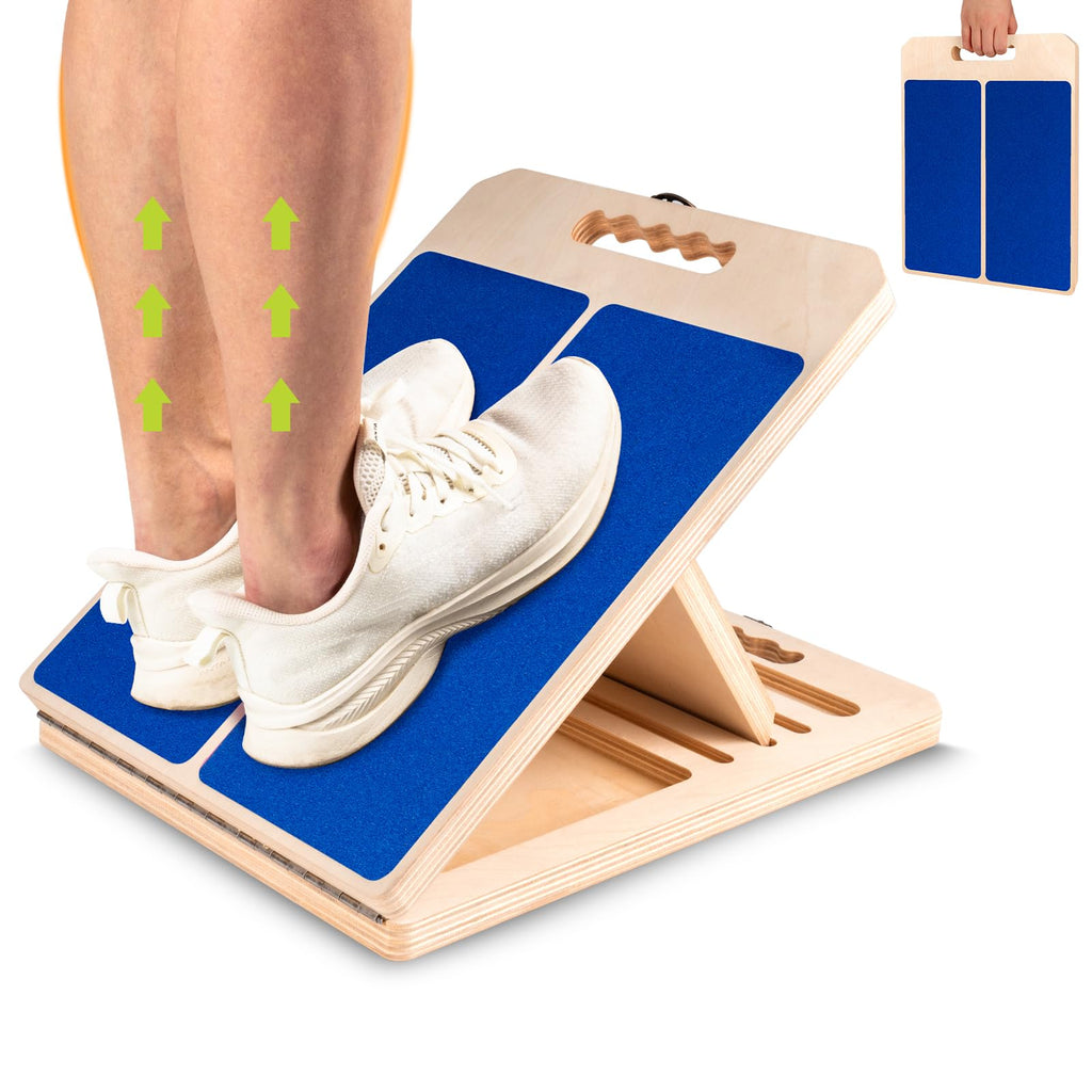 Slant Board for Calf Stretching, Adjustable Portable Wooden Incline Board for Calf Stretcher with Training Poster, 300 Lbs Weight Capacity Calf Stretch Wedge for Leg, Knees, Heel, Ankle & Stretching