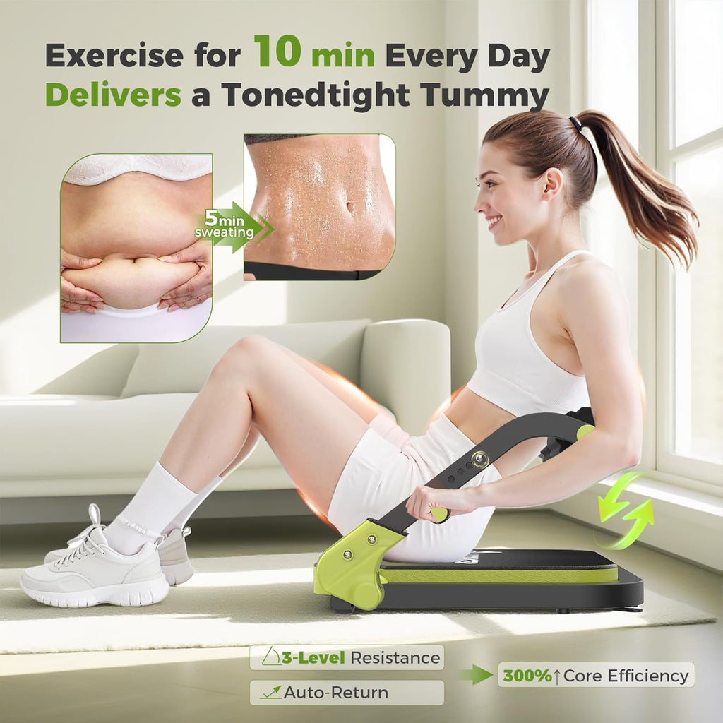 Ab Machine,Sit Up Exercise Equipment, Workout Equipment,Adjustable Ab Trainer with 3 Resistance Levels and Removable Auxiliary Handle,Home Gym