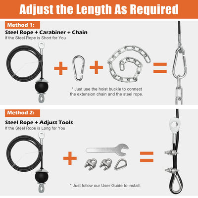 SERTT Home Gym Pulley System - Tricep Workout, Lat Pulldown, Biceps Curl, Triceps, Shoulders, Back, Forearm, Weight Cable for Squat Rack, Garage