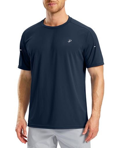 Pudolla Men's Workout Running T-Shirts Lightweight Quick Dry Athletic Gym Shirts for Men Short Sleeve Sport Tee Tops