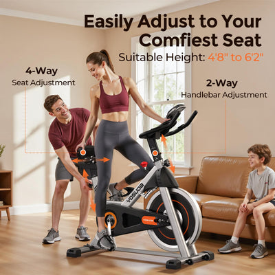 YOSUDA Exercise Bike, Brake Pad Stationary Bike for Home with Exclusive App, Magnetic Indoor Cycling Bike with 300 lb Weight Capacity, Low Noise, Tablet Holder and Fitness Courses for Weight Loss
