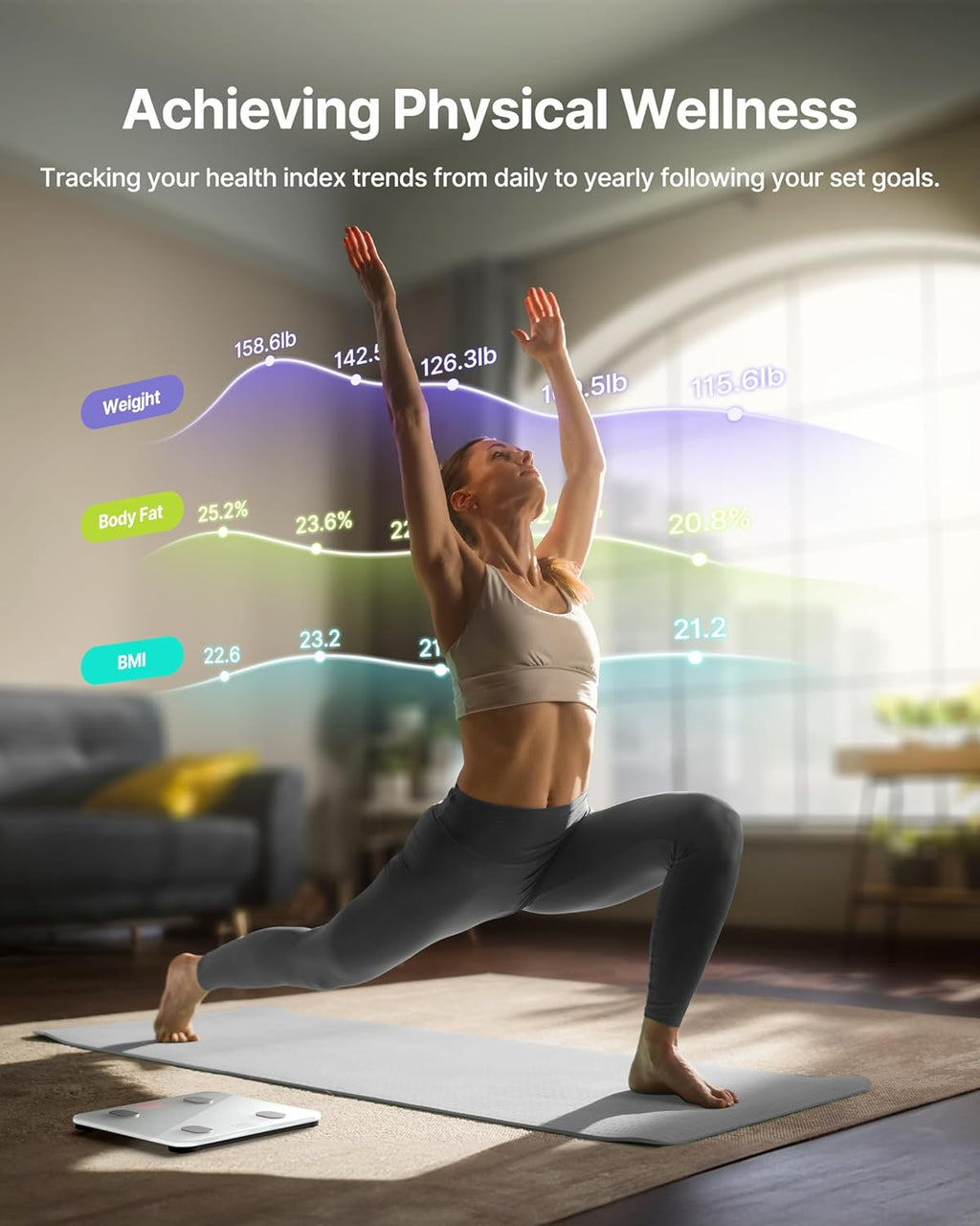 FITINDEX Smart Scale for Body Weight, Scale with BMI, Body Fat, Muscle Mass, Bluetooth,13 Body Composition Analyzer, Sync APP, Digital Bathroom, 400lb, White