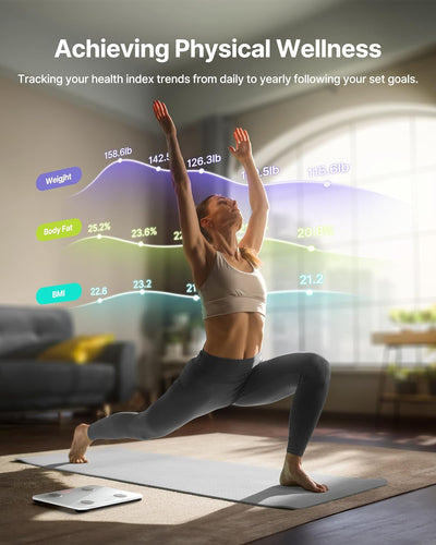 FITINDEX Smart Scale for Body Weight, Scale with BMI, Body Fat, Muscle Mass, Bluetooth,13 Body Composition Analyzer, Sync APP, Digital Bathroom, 400lb, White