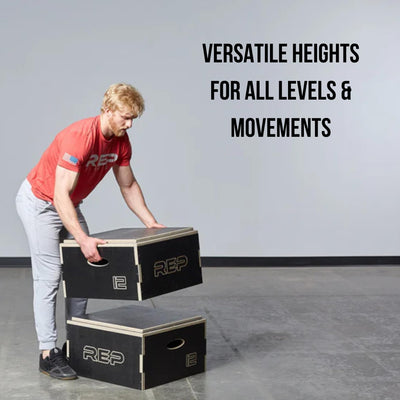 Rep Wooden Plyo Box | Stackable Jump Platforms for Home Gym Workouts | Multiple Height Options from 4, 6.8 and 12" Exercise Step Up Boxes for CrossFit & Plyometric Training | Durable Fitness Equipment