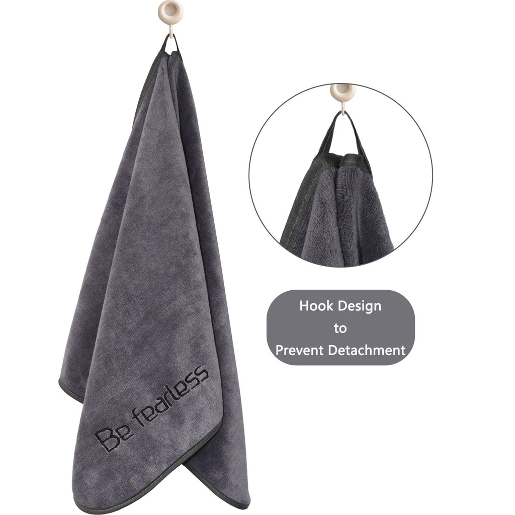 Microfiber Gym Towels Bigger Size Super Soft for Exercise Fitness, Sports, Workout, 380-GSM 15-Inch x 31-Inch Quick-Drying Towels (3 Pack, Grey+Blue+Purple)