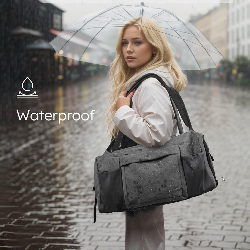 Gym Bag for Men with 2 Upgraded Bottle Holders Convertible Duffle Bag and Gym Backpack Waterproof Sports Bags with Shoes Compartment and Wet Pocket - Black