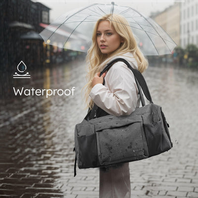 Gym Bag for Men with 2 Upgraded Bottle Holders Convertible Duffle Bag and Gym Backpack Waterproof Sports Bags with Shoes Compartment and Wet Pocket - Black