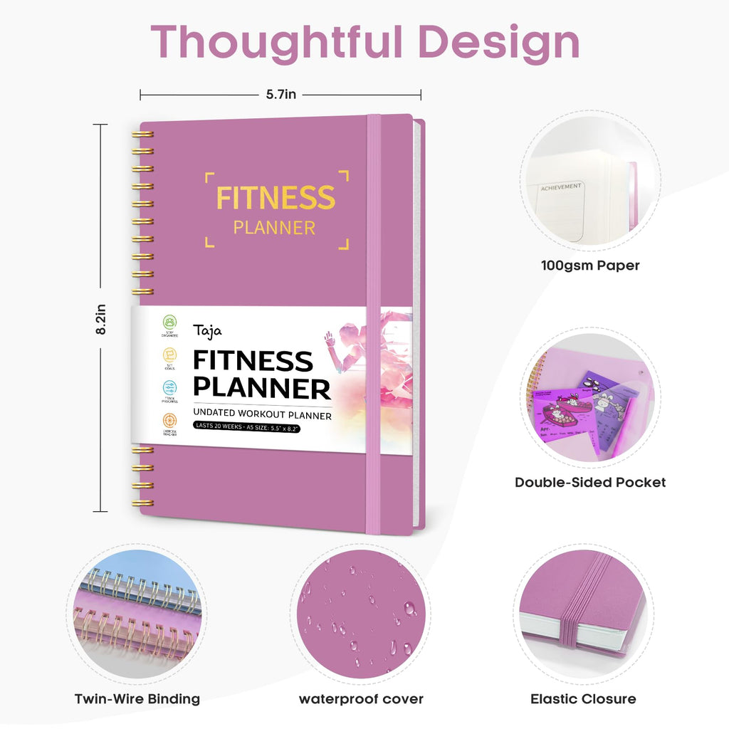 Fitness Workout Journal for Women & Men, A5(5.5" x 8.2") Workout Log Book Planner for Tracking, Progress, and Achieving Your Wellness Goals - Green