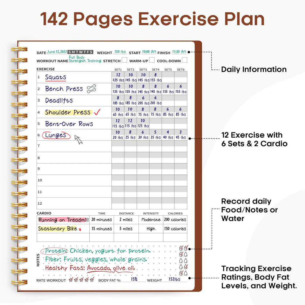 Fitness Workout Journal for Women & Men, A5(5.5" x 8.2") Workout Log Book Planner for Tracking, Progress, and Achieving Your Wellness Goals - Green
