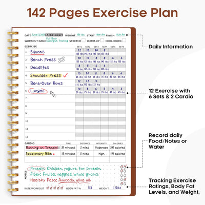 Fitness Workout Journal for Women & Men, A5(5.5" x 8.2") Workout Log Book Planner for Tracking, Progress, and Achieving Your Wellness Goals - Green