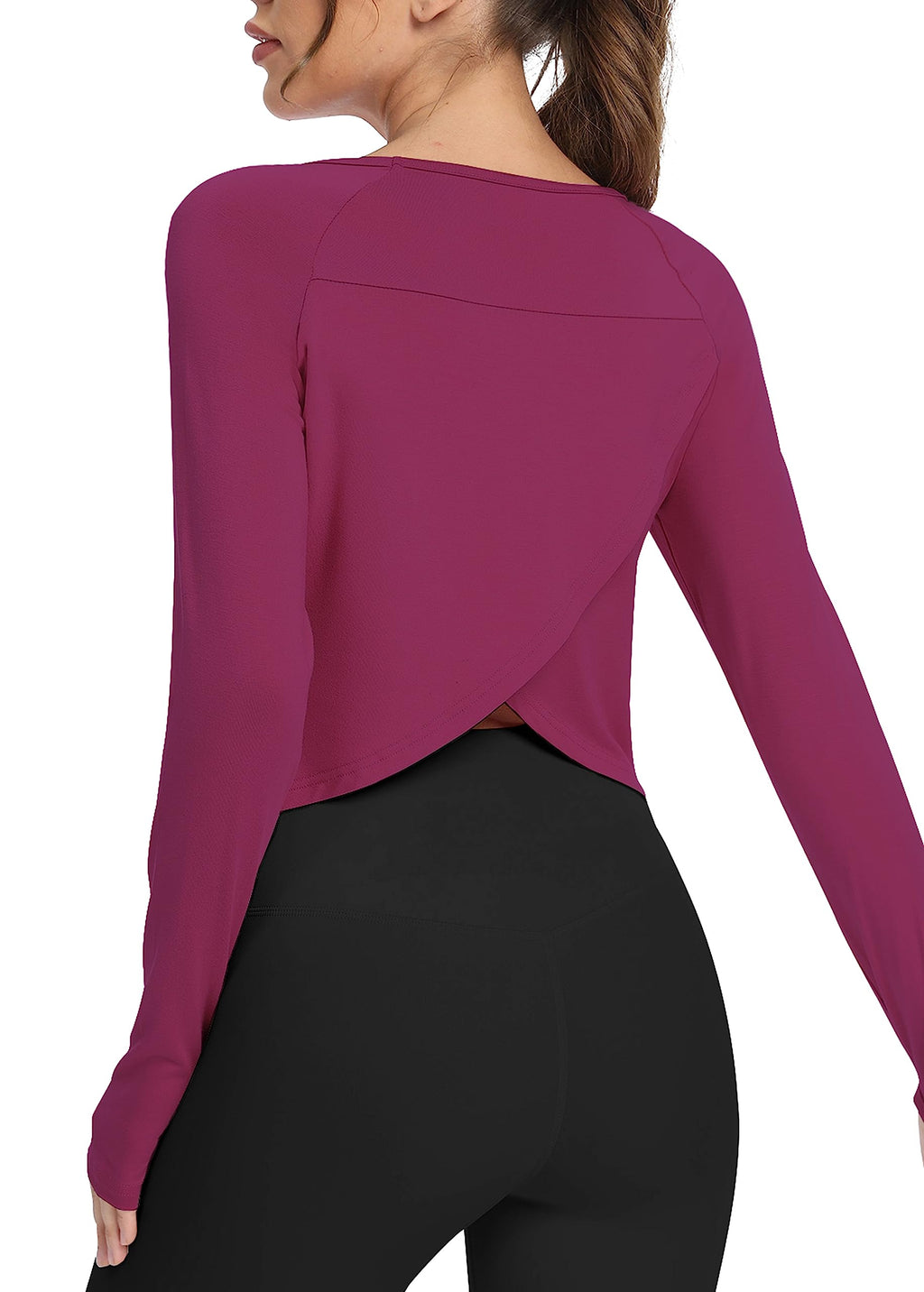 Bestisun Long Sleeve Athletic Workout Shirts Sports Yoga Gym Crop Tops for Women