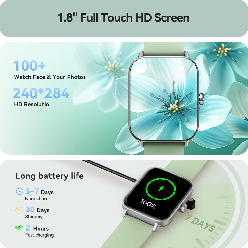 Smart Watch for Women Android & iPhone, Alexa Built-in, IP68 Waterproof Activity Fitness Tracker with Bluetooth Call (Answer/Make), 1.8" Smartwatch with Heart Rate/SpO2/Sleep Monitor, 100+ Sports Mode