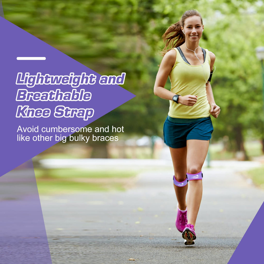 IPOW 2 Pack Knee Pain Relief & Patella Stabilizer Knee Strap Brace Support for Hiking, Soccer, Basketball, Running, Jumpers Knee, Tennis, Tendonitis, Volleyball & Squats, Black