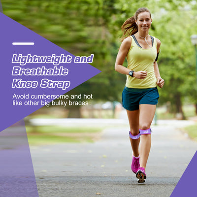 IPOW 2 Pack Knee Pain Relief & Patella Stabilizer Knee Strap Brace Support for Hiking, Soccer, Basketball, Running, Jumpers Knee, Tennis, Tendonitis, Volleyball & Squats, Black