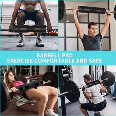 Barbell Pad Set for Squat,10 PCS Hip Thrusts Workout Foam Weight Lifting Bar Cushion with 2 Gym Ankle Straps,3 Hip Resistance Bands,2 Lifting Strap,Barbell Pad and Carry Bag