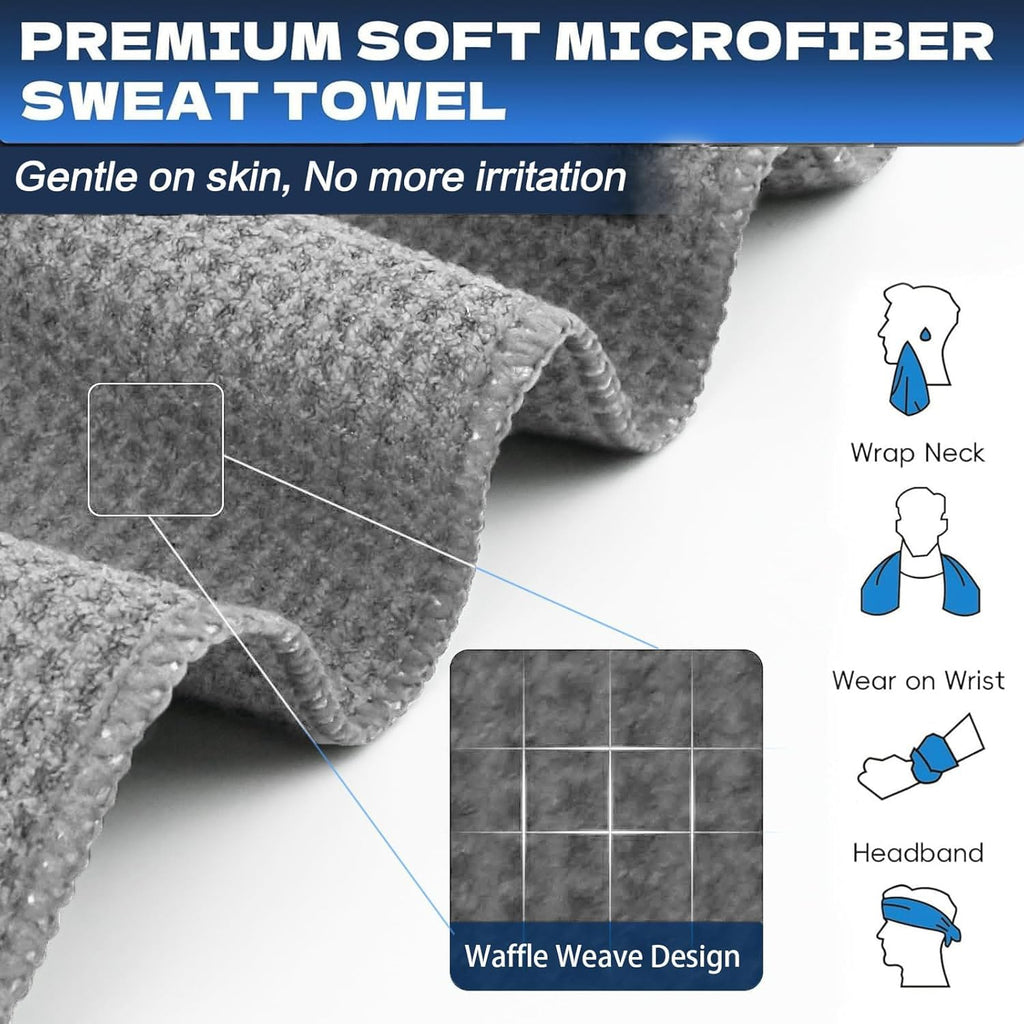 Microfiber Gym Towels for Working Out, Quickly Dry Yoga Towels for Men & Women Tennis, 16 Inch x 27 Inch, 6 Pack, Black