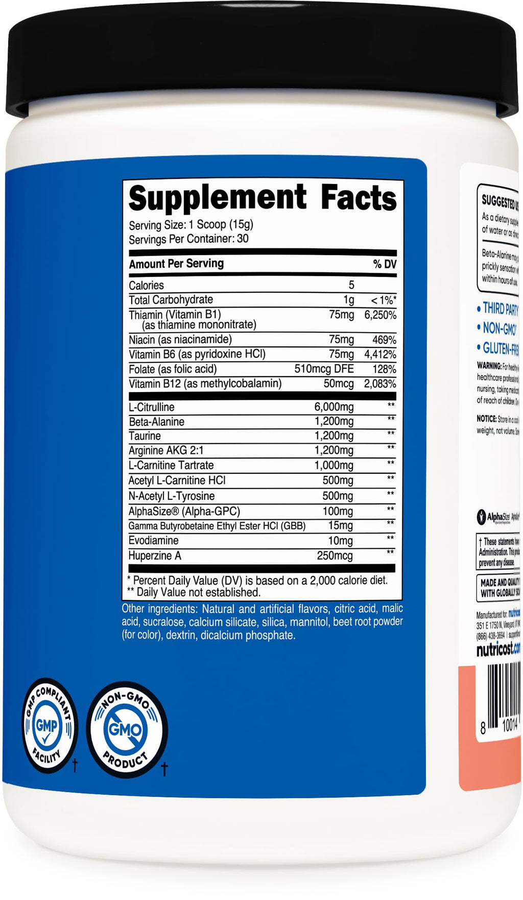 Nutricost Stim-Free Pre-Workout, 30 Servings (Pink Lemonade) - Caffeine Free, Stimulant Free, Non-GMO, Gluten Free