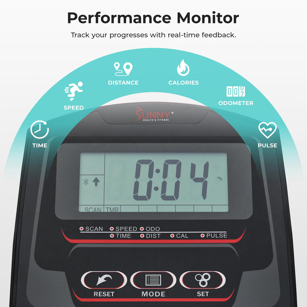 Sunny Health & Fitness Smart Elliptical Full-Body Cross Training Machine w/Extended Stride, Cardio Exercise Trainer for Home, Free SunnyFit App Bluetooth Connection, Optional 12" or 16" Stride Length