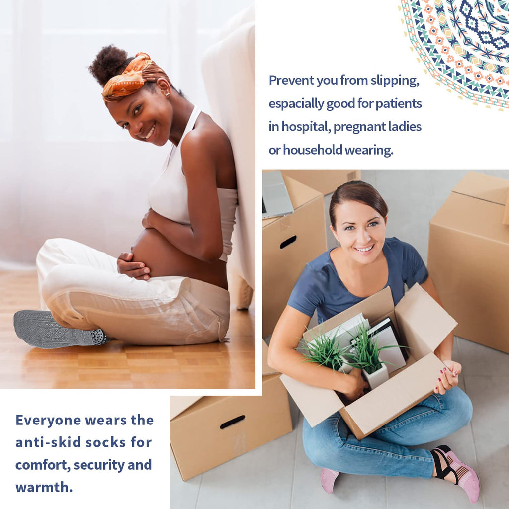 Ozaiic Pilates Socks for Women Non Slip Grip, Yoga Socks with Grippers for Barre, Hospital, Ballet, Dance, Barefoot Workout