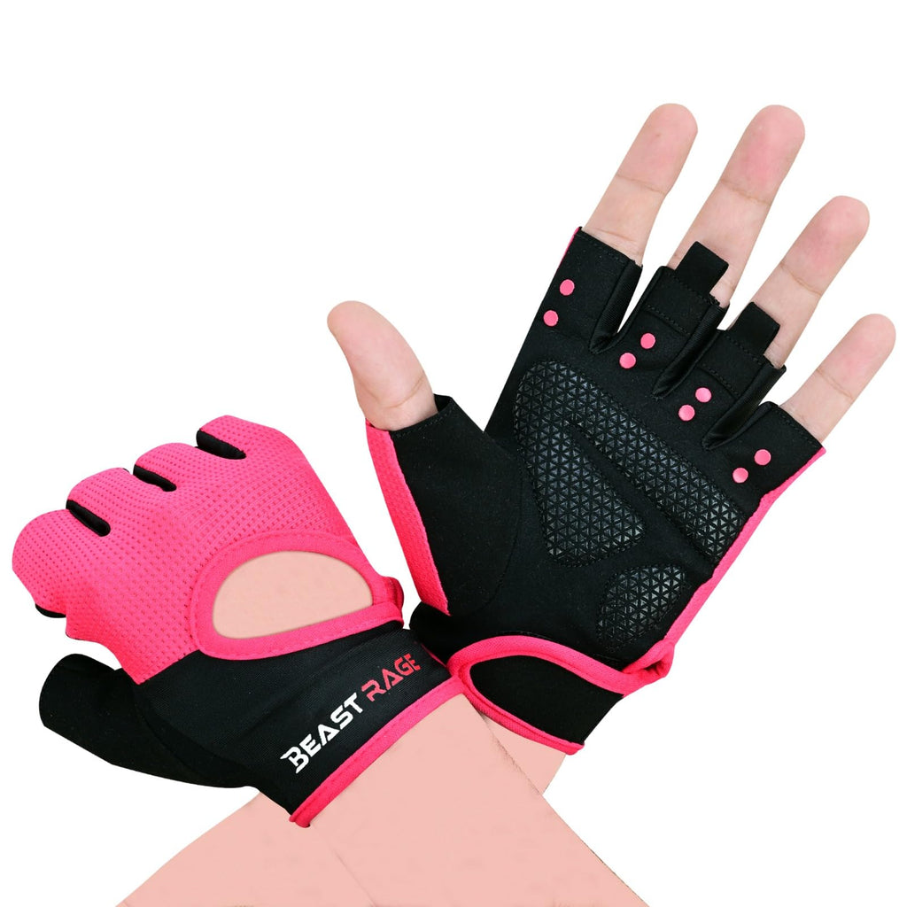 BEAST RAGE Workout Gloves for Men & Women - Fingerless Gym Gloves with Palm Protection, Breathable & Lightweight for Weightlifting, Cycling & Pull Up