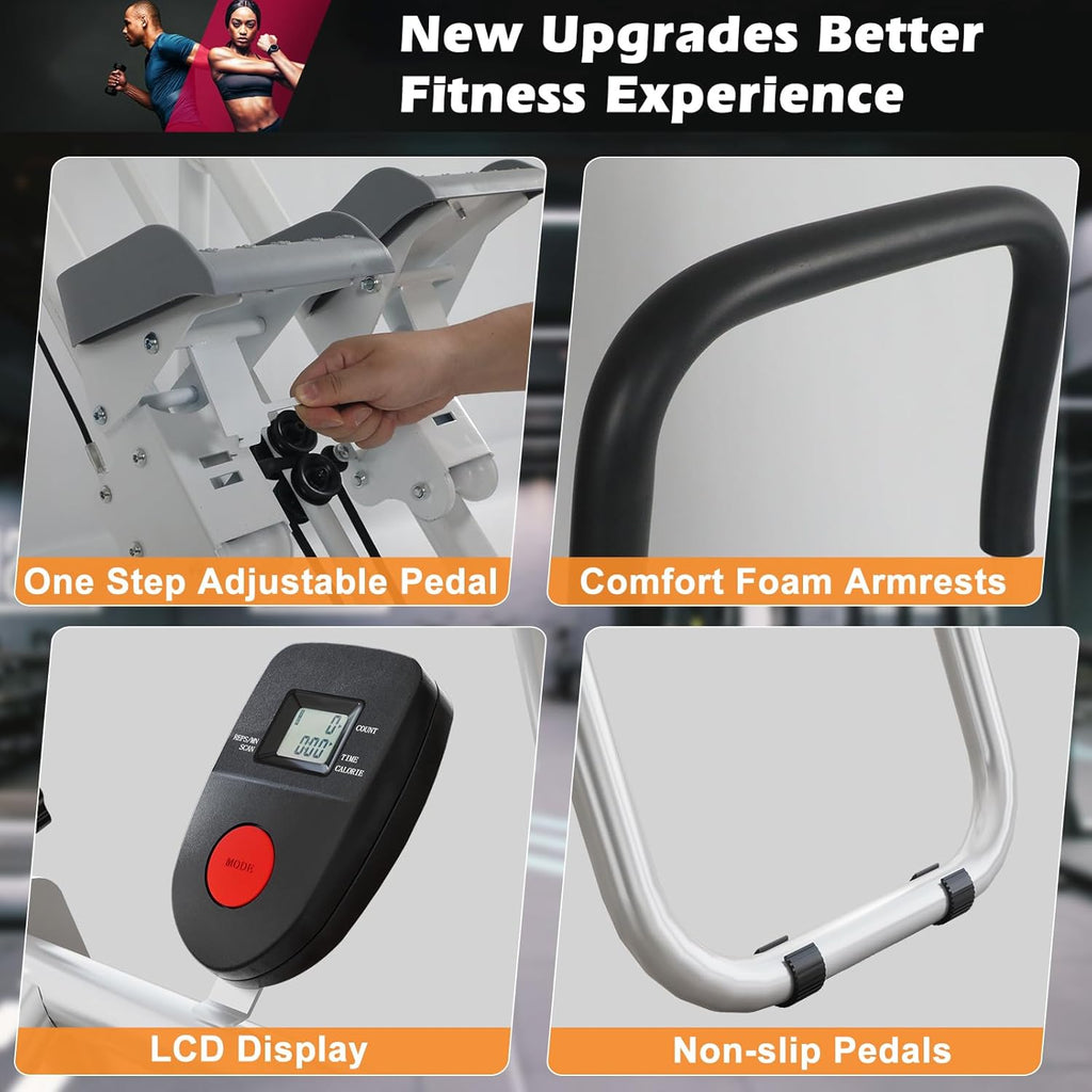 Vertical Climber Stair Stepper for Home Gym Folding Stair Climber Stepping Exercise Machine with Handlebar 3-Level Adjustable Height Non-Slip Pedals LCD Display Full Body Cardio Workout Equipment