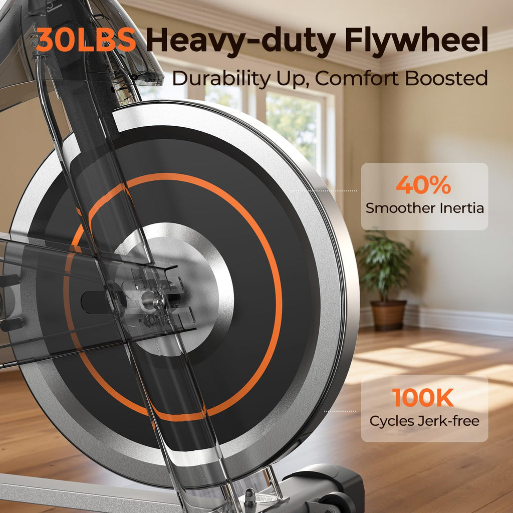 YOSUDA Exercise Bike, Brake Pad Stationary Bike for Home with Exclusive App, Magnetic Indoor Cycling Bike with 300 lb Weight Capacity, Low Noise, Tablet Holder and Fitness Courses for Weight Loss